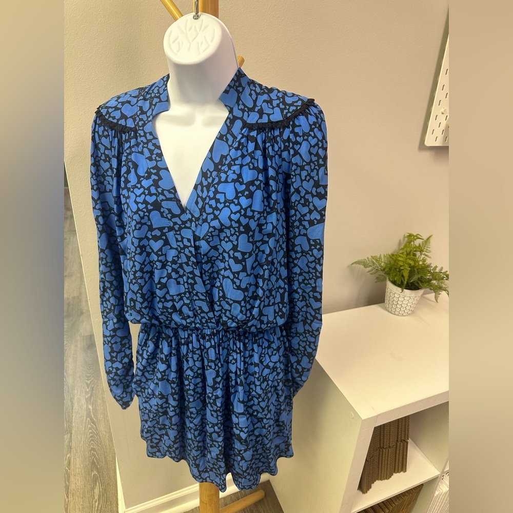 Zadig & Voltaire Reveal Print Womens Dress XS Bleuet Heart Print Boho - Picture 2 of 5